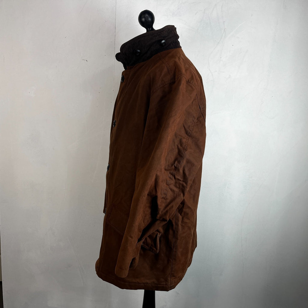 Paul R Smith Halifax Men's Wax Jacket Brown Leather Collar Waxed Cotton size 42S