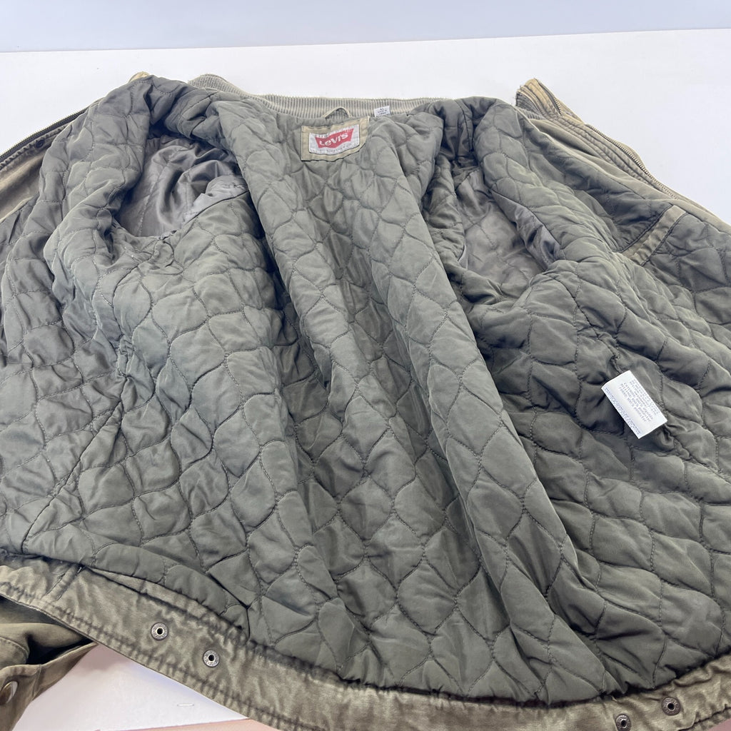 Levi's Vintage Quilted Cotton Khaki Bomber Trucker Jacket Mens size XL