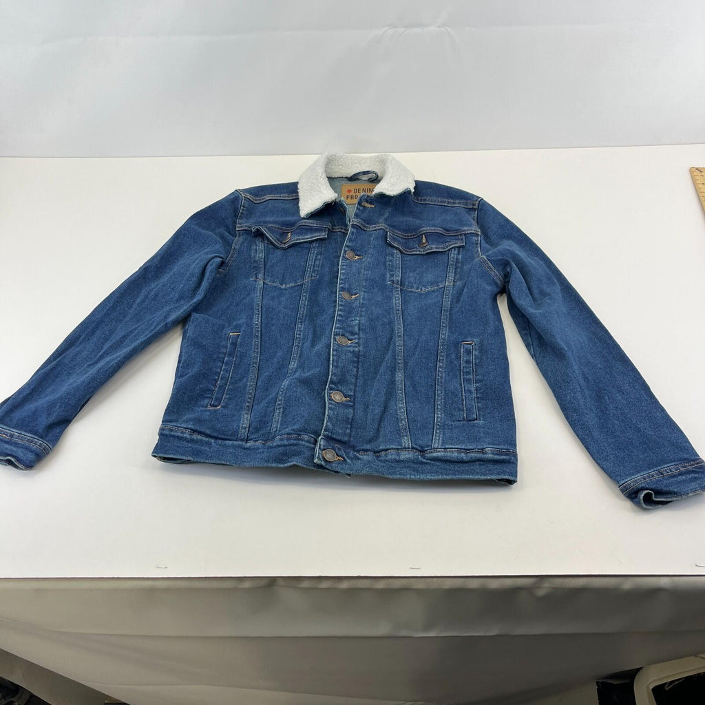 Denim Project Blue Denim Trucker Jacket with Sherpa Collar size Medium