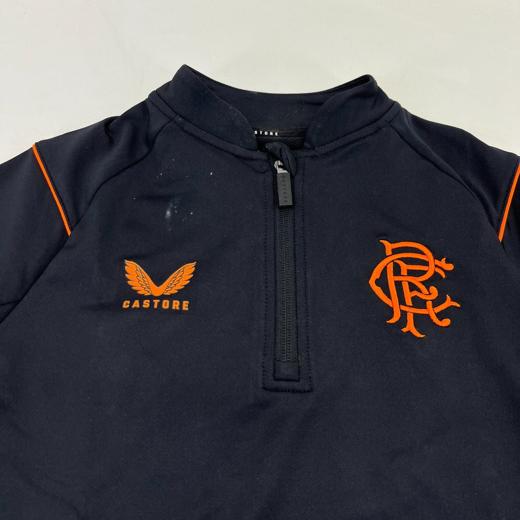 Rangers FC Football Club Kids Matchday 1/4 Zip Shirt Top in Black size Junior M
