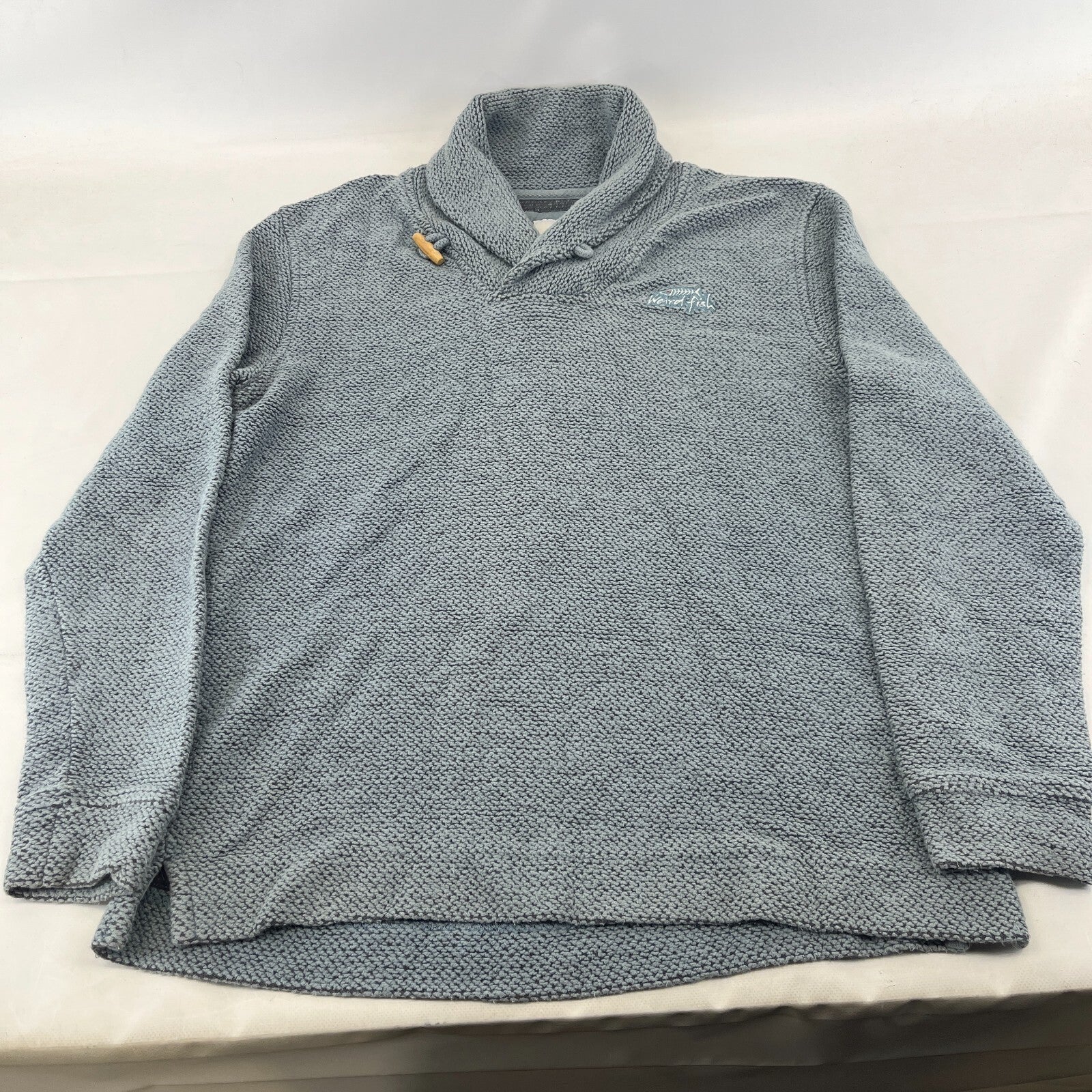Weird Fish Macaroni Fleece Jumper in Blue Embroidered Logo Men’s size XL