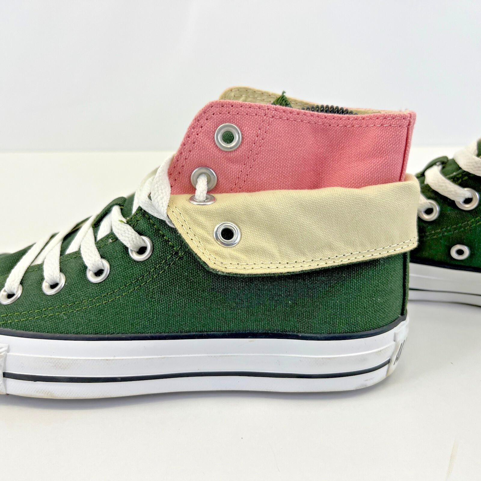 Converse All Star Chuck Taylor Double Layer Trainers Forest Green/Pink UK size 4
