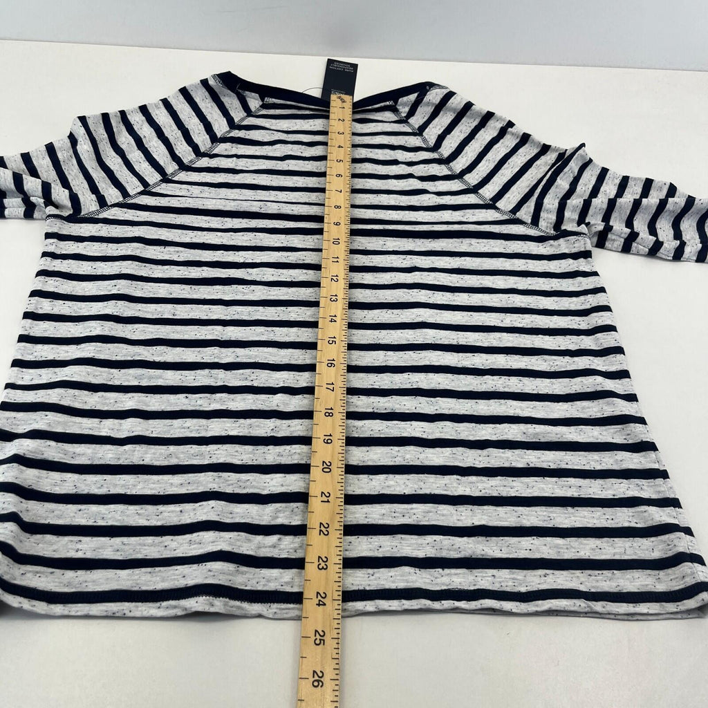 M&S Women's Crew Neck Top White & Navy Blue Striped Long Sleeve size 16 - New