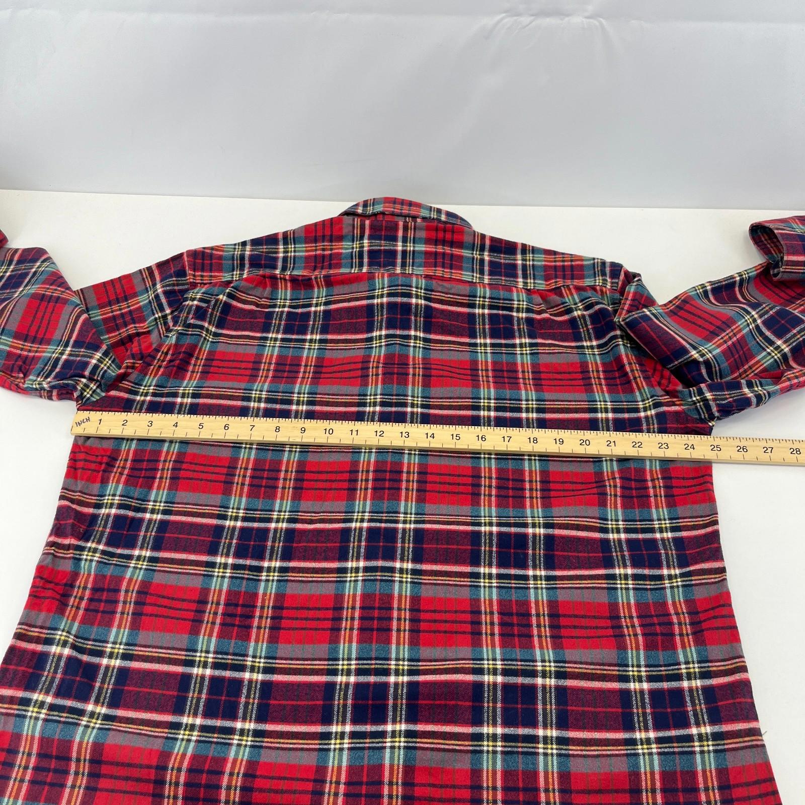 Barbour Men's Red Check Flannel Shirt Button Up Long Sleeve - UK size XL