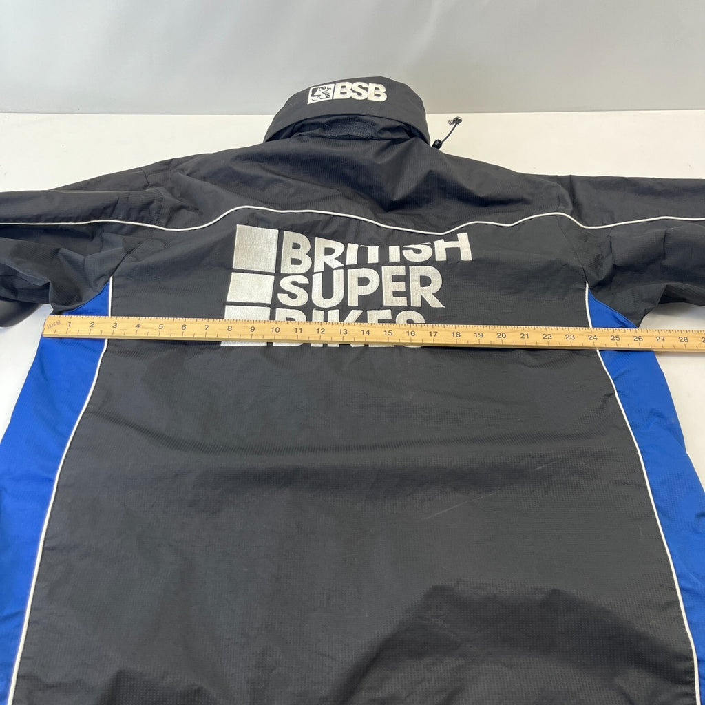Men's British Superbikes Jacket Black Waterproof Coat with Stow Hood size 2XL