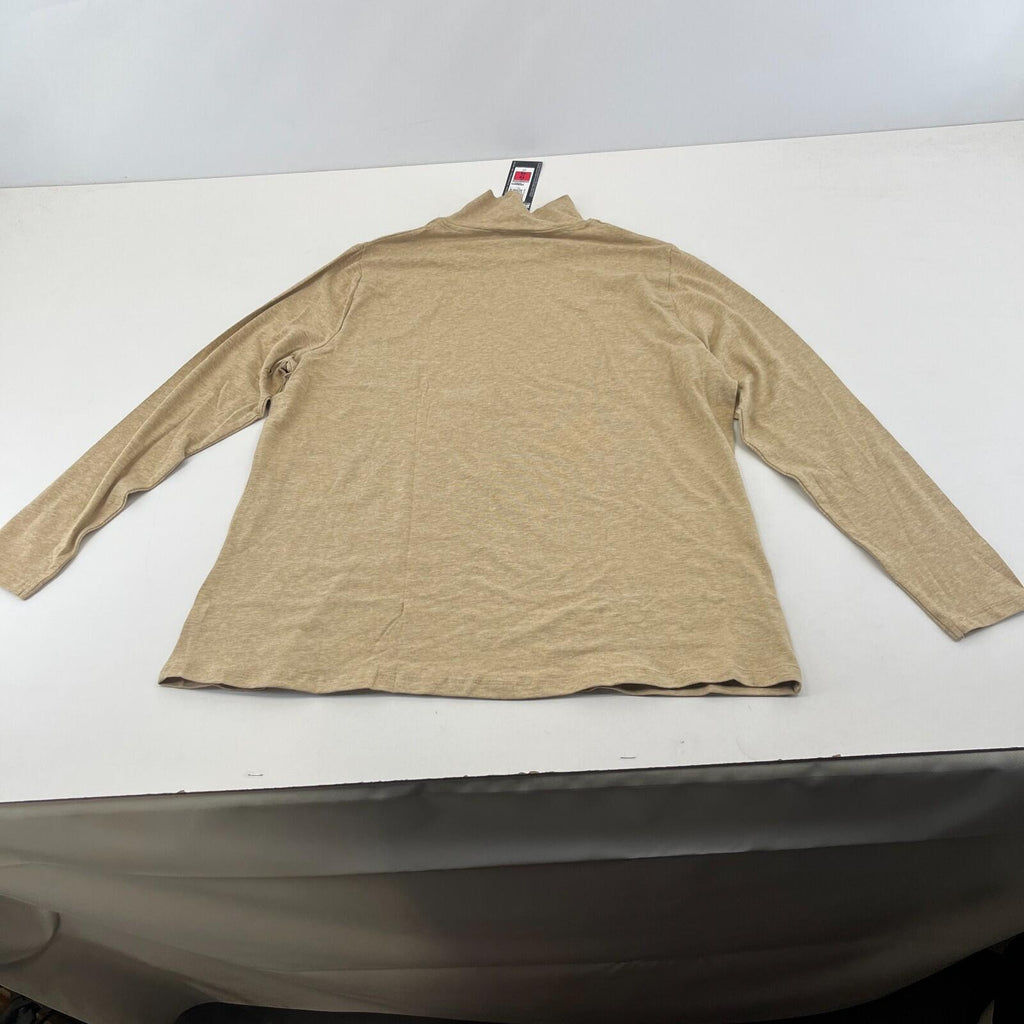 M&S Collection Women's Turtle Neck Top Khaki Beige Long Sleeve size 18