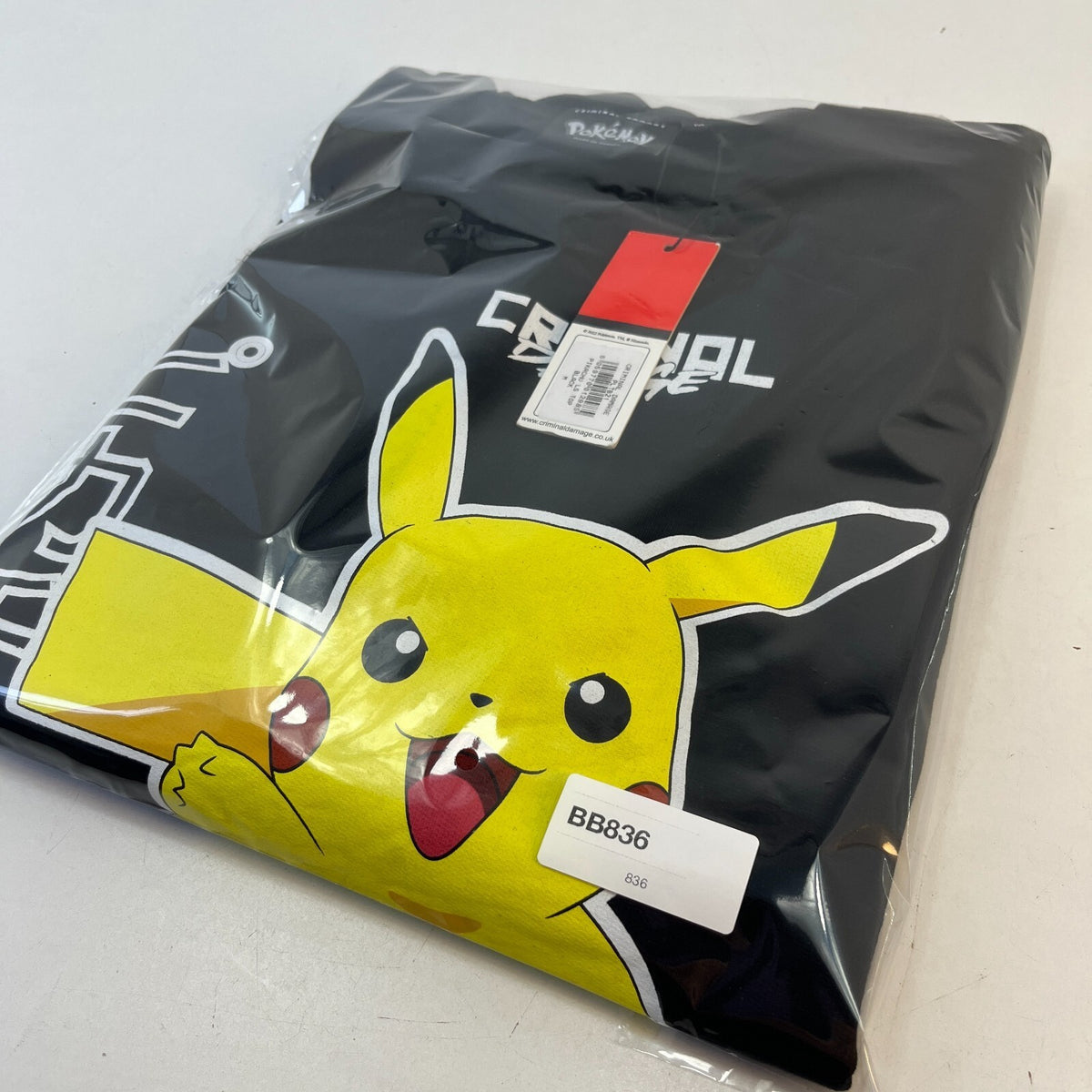 Criminal Damage Premium Black Pokémon Pikachu T-Shirt Long Sleeve size Medium
