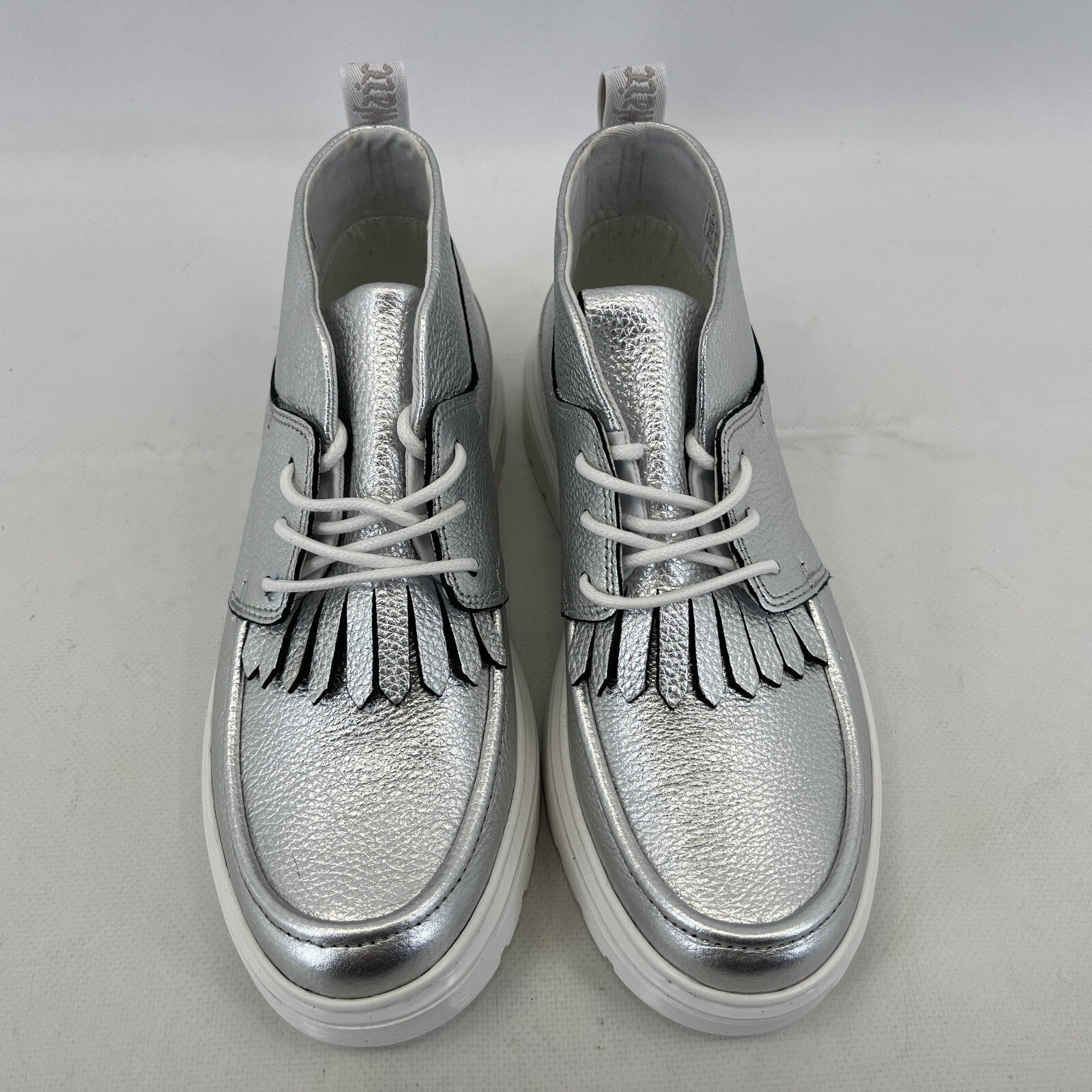 Dr Martens Jemima Silver & White Leather Kiltie Chukka Boots Shoes Womens UK 4