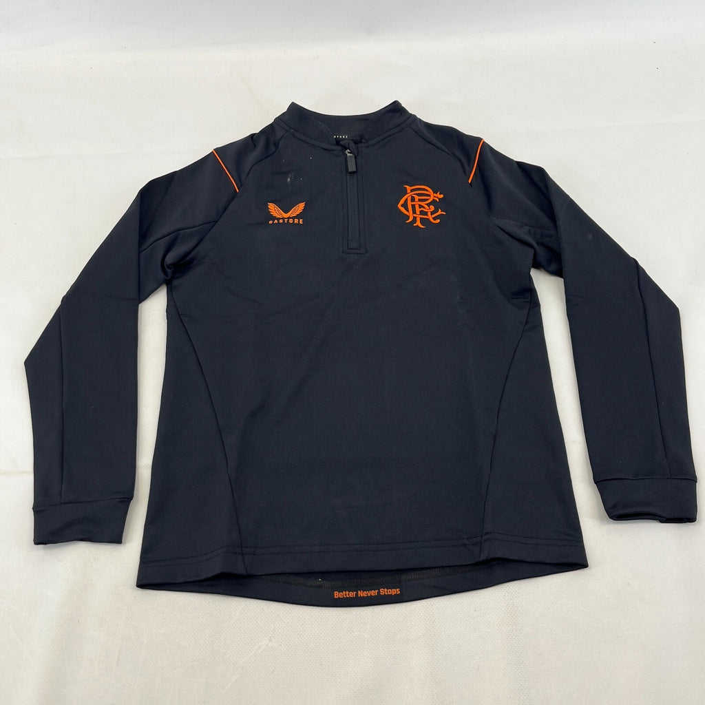 Rangers FC Football Club Kids Matchday 1/4 Zip Shirt Top in Black size Junior M