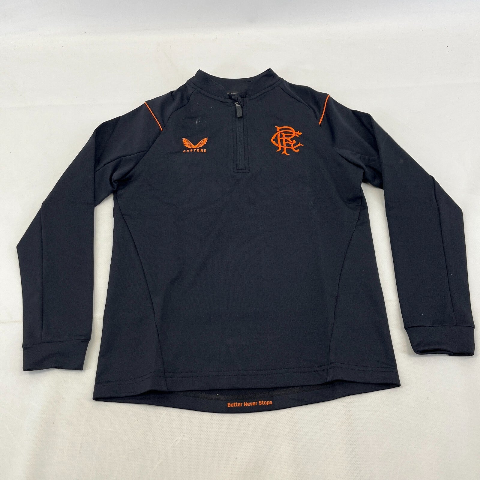 Rangers FC Football Club Kids Matchday 1/4 Zip Shirt Top in Black size Junior M