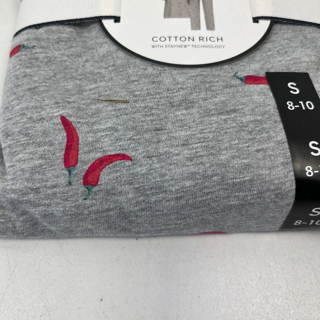 M&S Ladies Pyjama Set size S 8-10 Grey with Chillies Long Leg Short Sleeve  BNWT