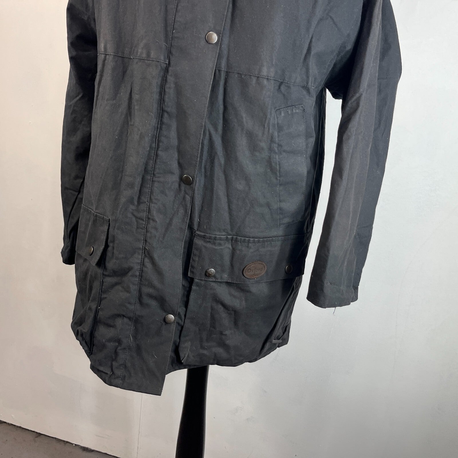 Oxford Blue Women's Wax Jacket size Large Black Country Coat Made in England