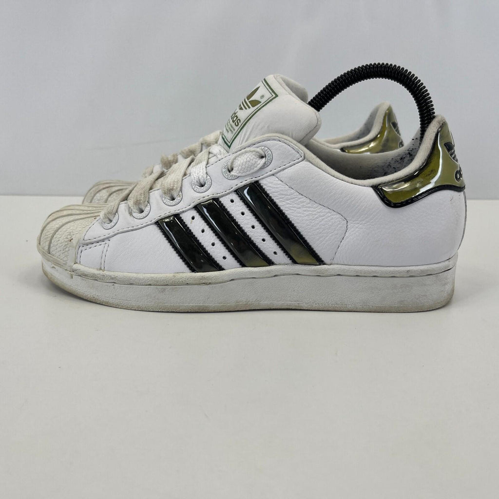 White Superstar Trainers in White & Bronze UK Women's size 5.5