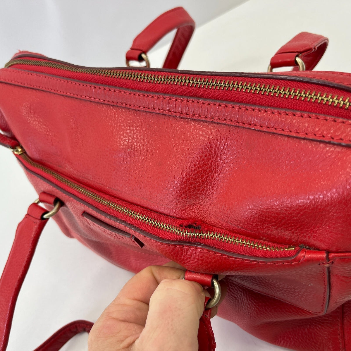 Genuine Vintage Radley Medium size Shoulder Bag Handbag Red Leather