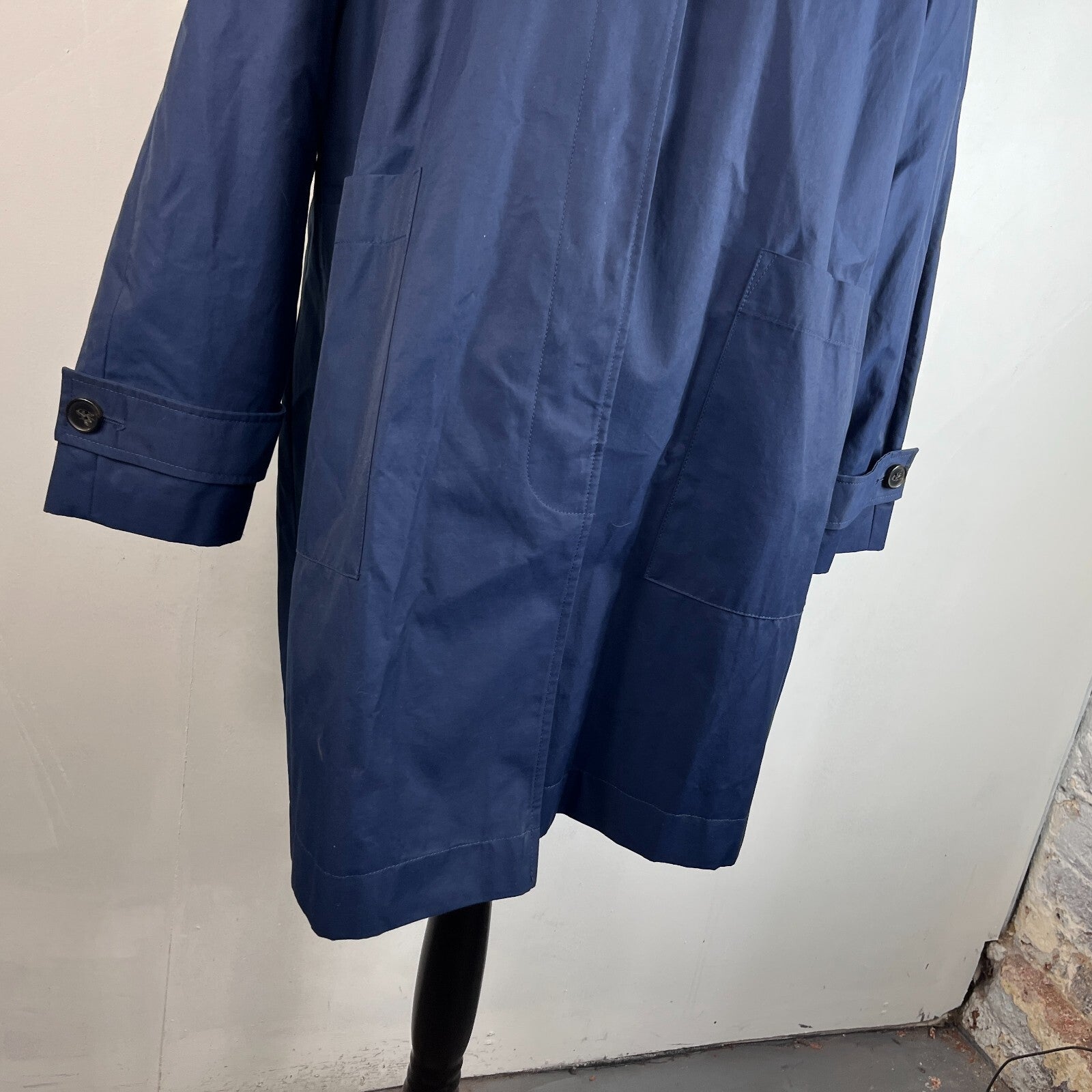 M&S Mid Length Trench Coat Navy Blue Women's UK 22 Button Front Smart Casual
