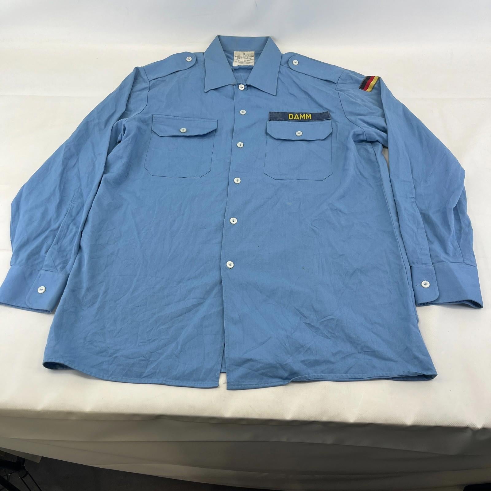 German Military Navy Men's Shirt Light Blue Long Sleeve size 41/42
