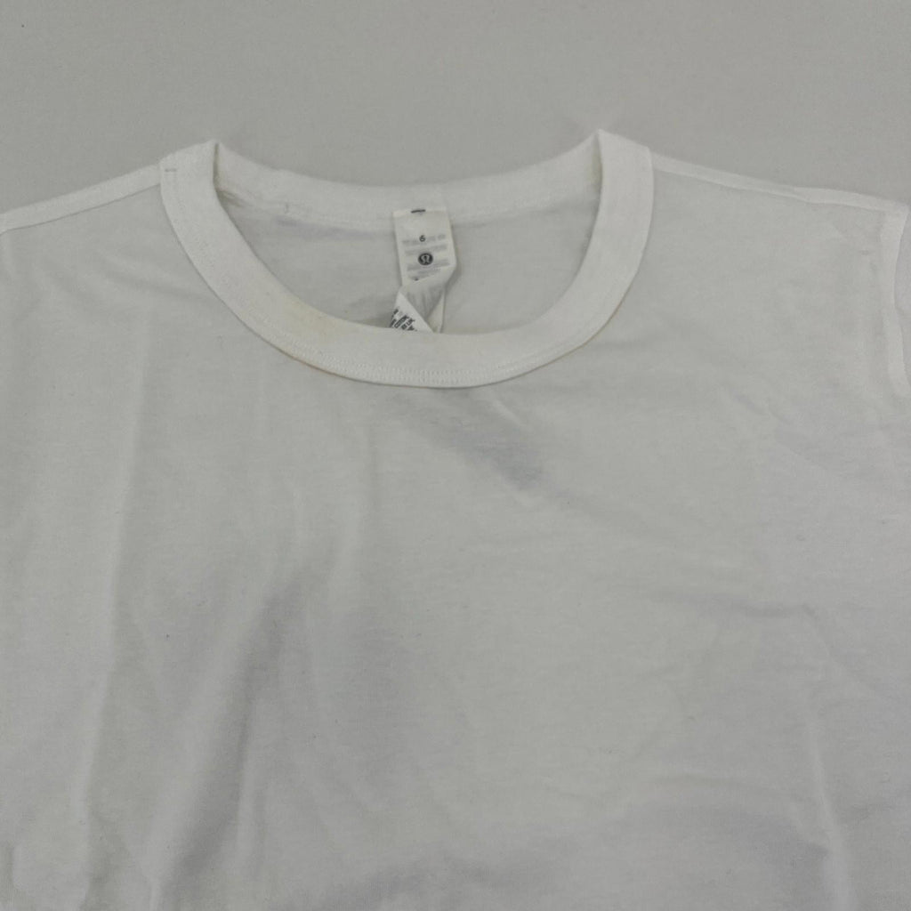 Lululemon Classic Fit Long Sleeve Cotton Blend Top T-Shirt White size UK 10 US 6