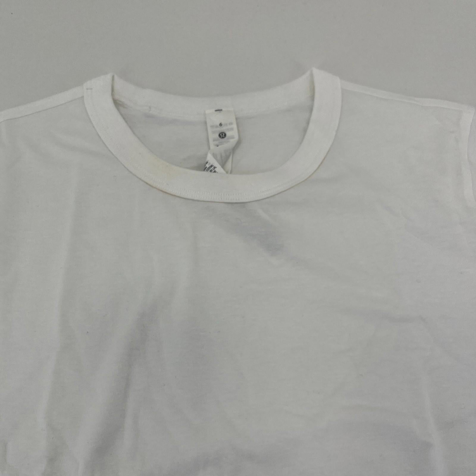 Lululemon Classic Fit Long Sleeve Cotton Blend Top T-Shirt White size UK 10 US 6