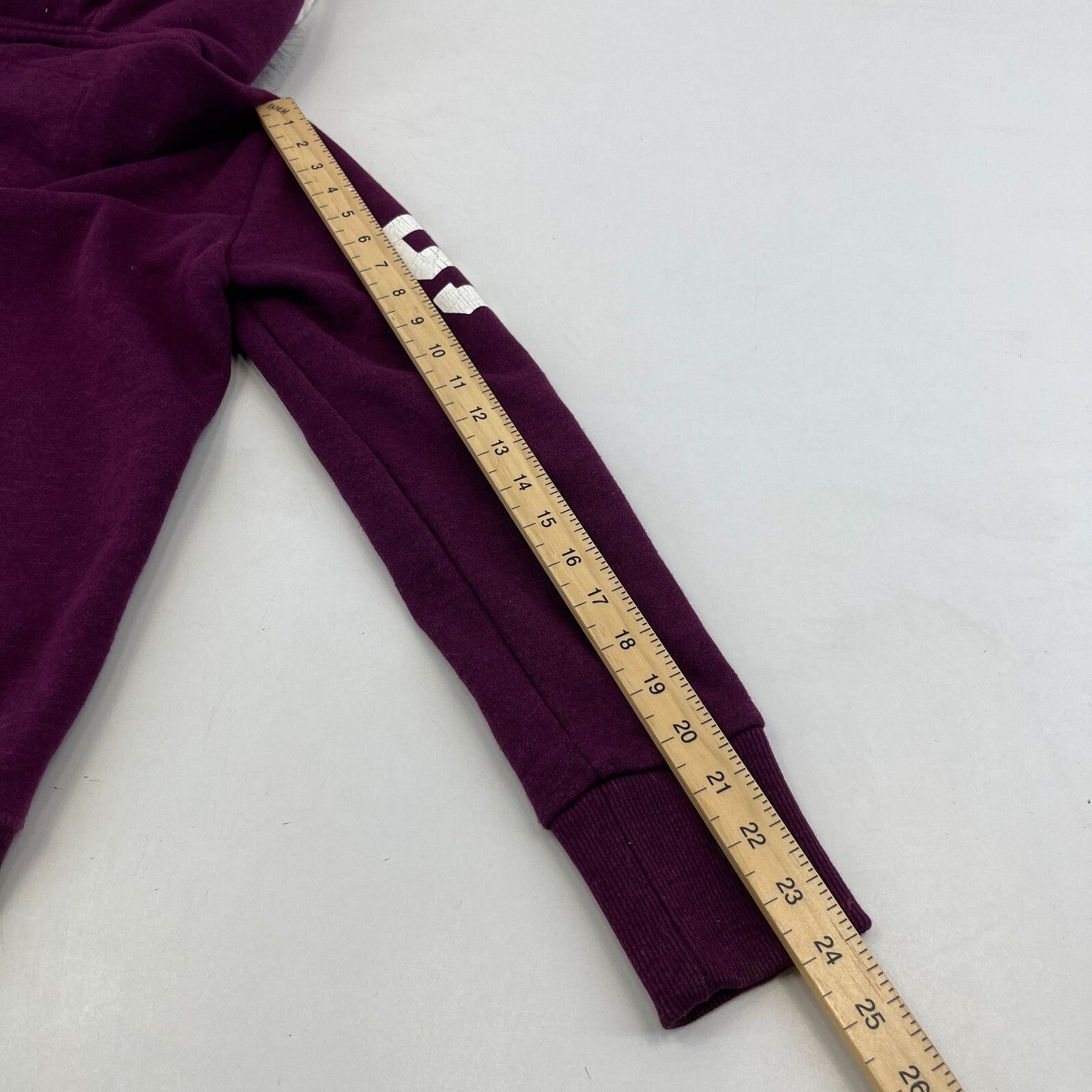 Superdry Women's Full Zip Hoodie with Sherpa Fur Fringe Hood Purple size Medium