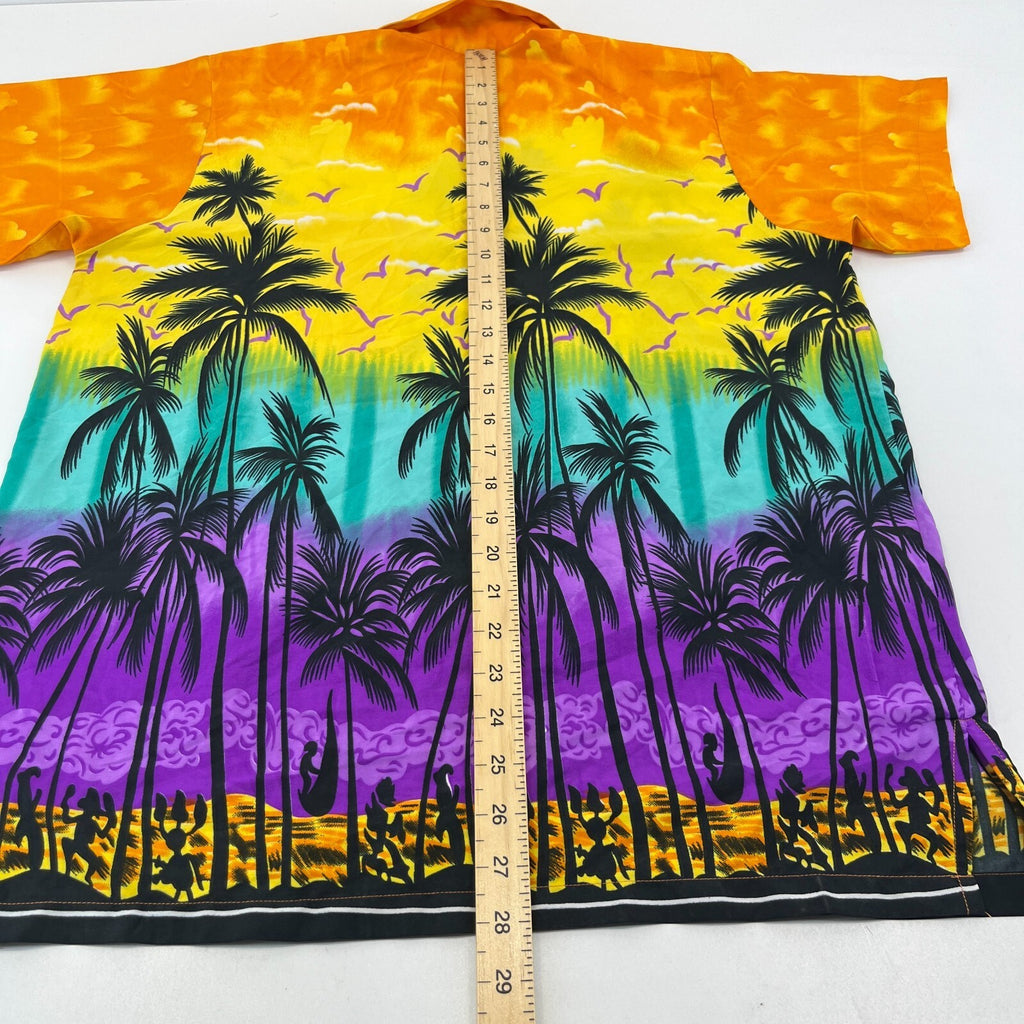Palm Tree Mens Multicolour Hawaiian Shirt Designer Holiday Short Sleeve size M