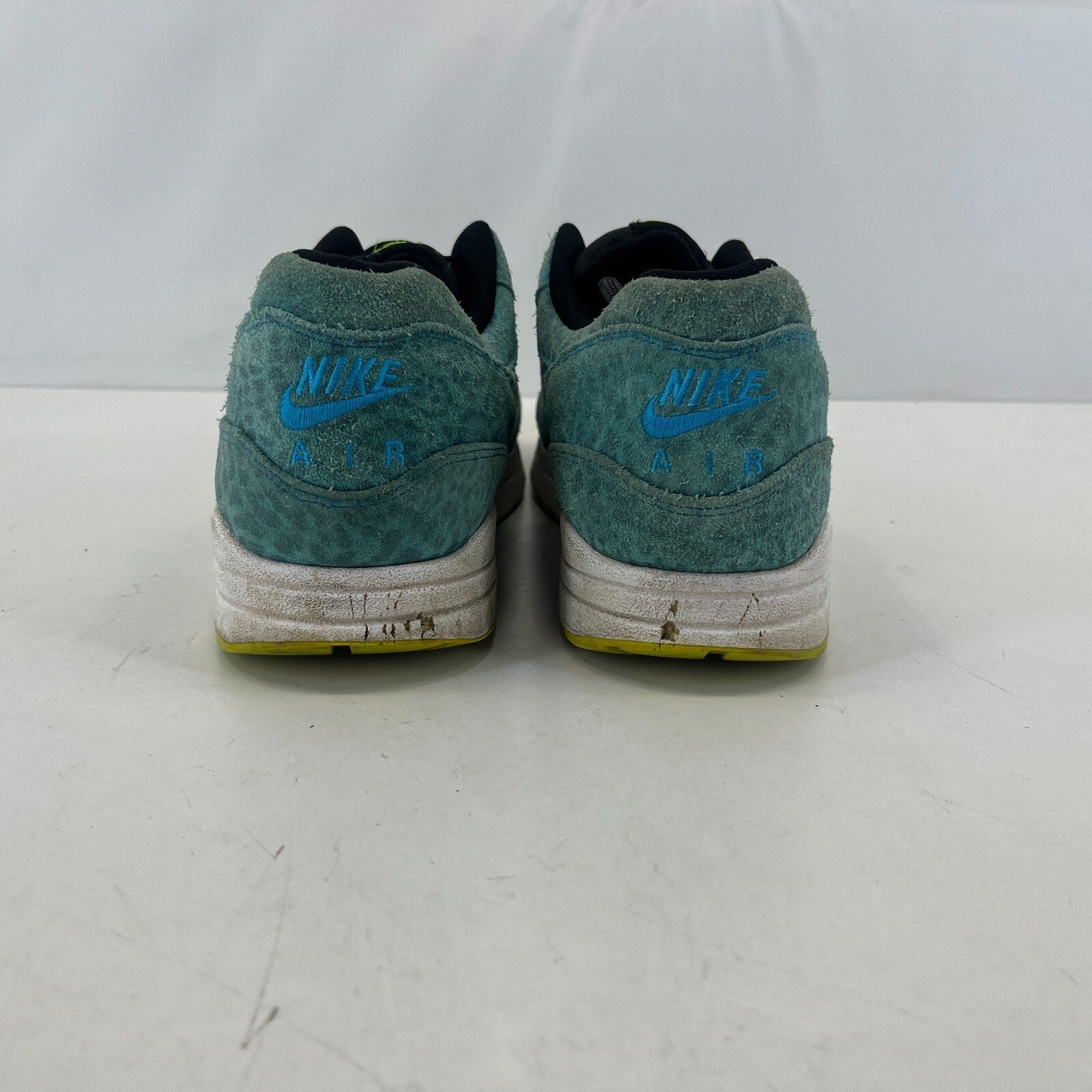 Nike Air Max 1 Blue Leopard Print Aquamarine Suede size UK 11 - EU 46
