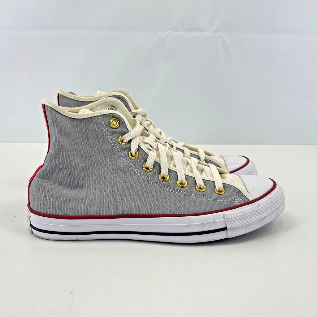 Converse Hi Top Trainers in Grey White Red UK size 8.5 - Near Mint
