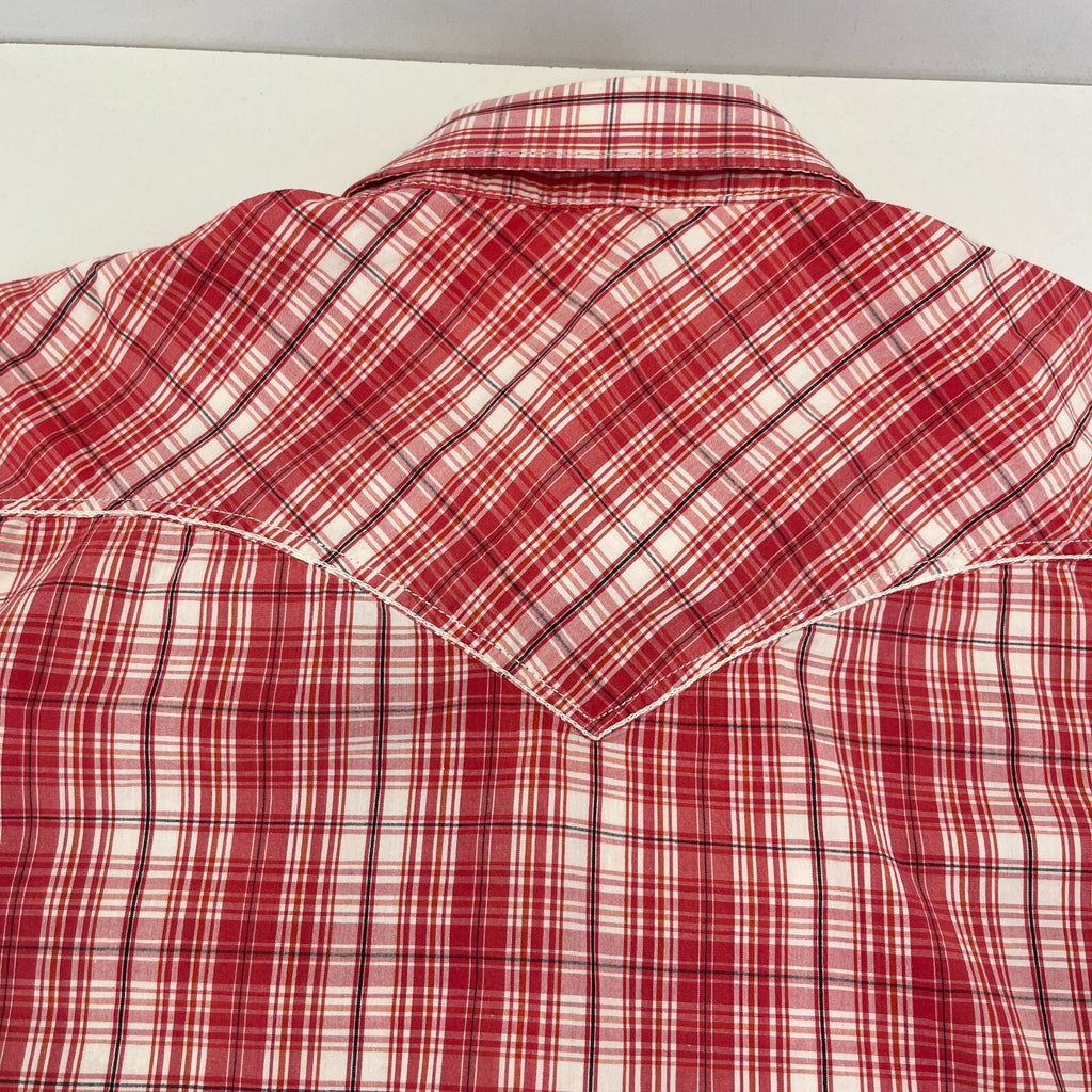 Levi Strauss Denim Cotton Check Shirt Short Sleeve Button Up size XL  Red Levis