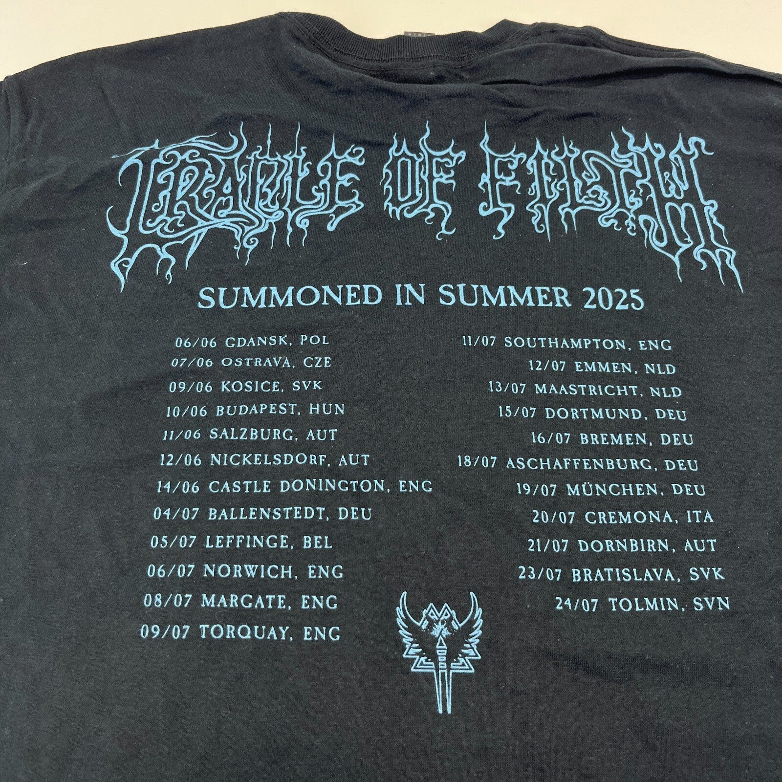 Cradle of Filth Summoned in Summer 2025 Tour T Shirt size Medium - NWOT