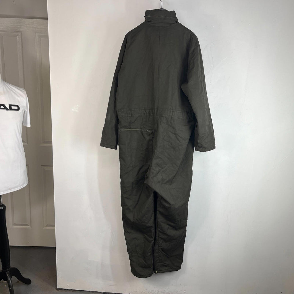 Vtg Montgomery Ward Powr House Thermal Insulated Overalls Green w/ Hood size XL