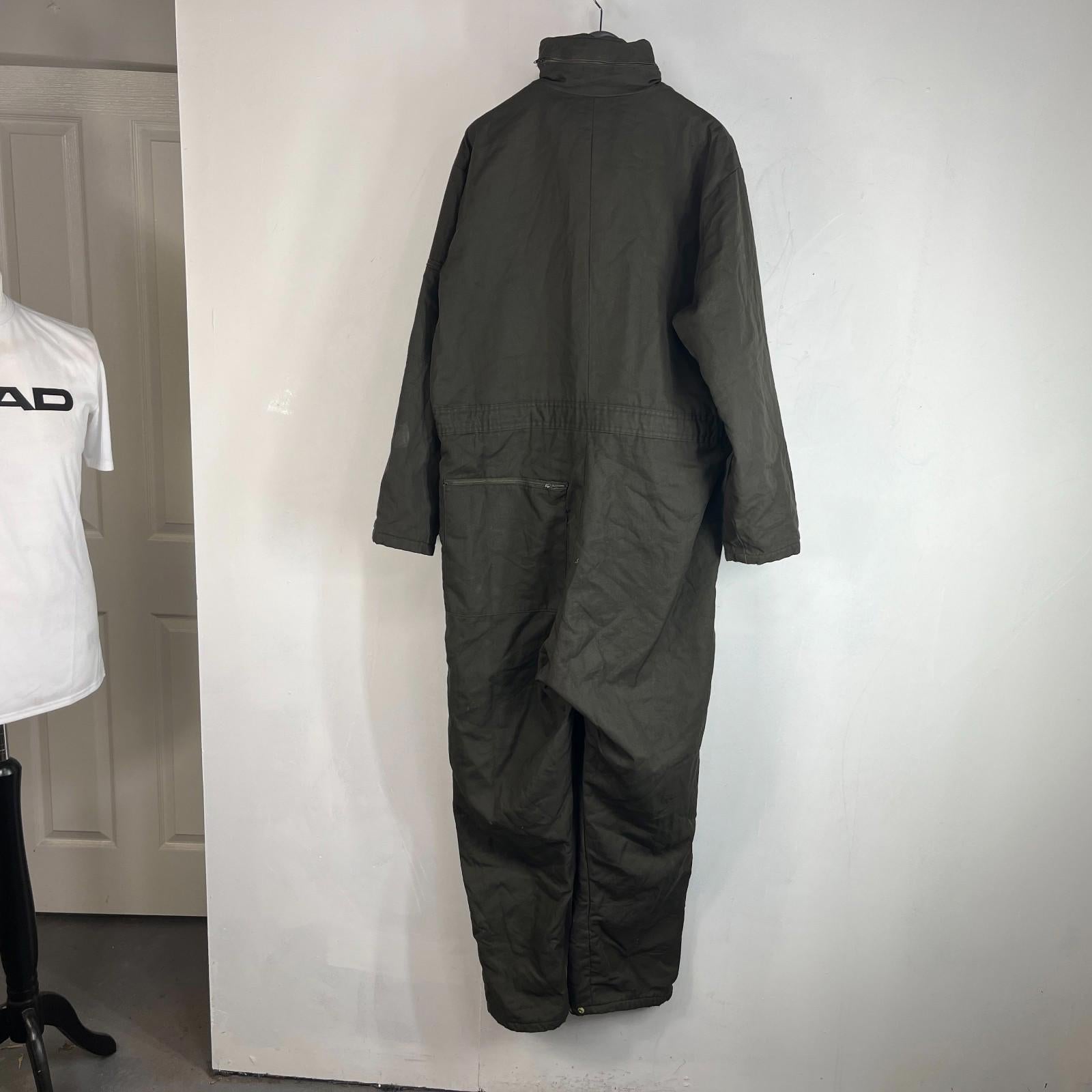 Vtg Montgomery Ward Powr House Thermal Insulated Overalls Green w/ Hood size XL