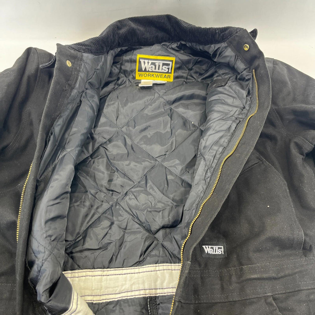 Walls Workwear Heavy Duty Overalls Quilted Insulated in Black Medium Regular