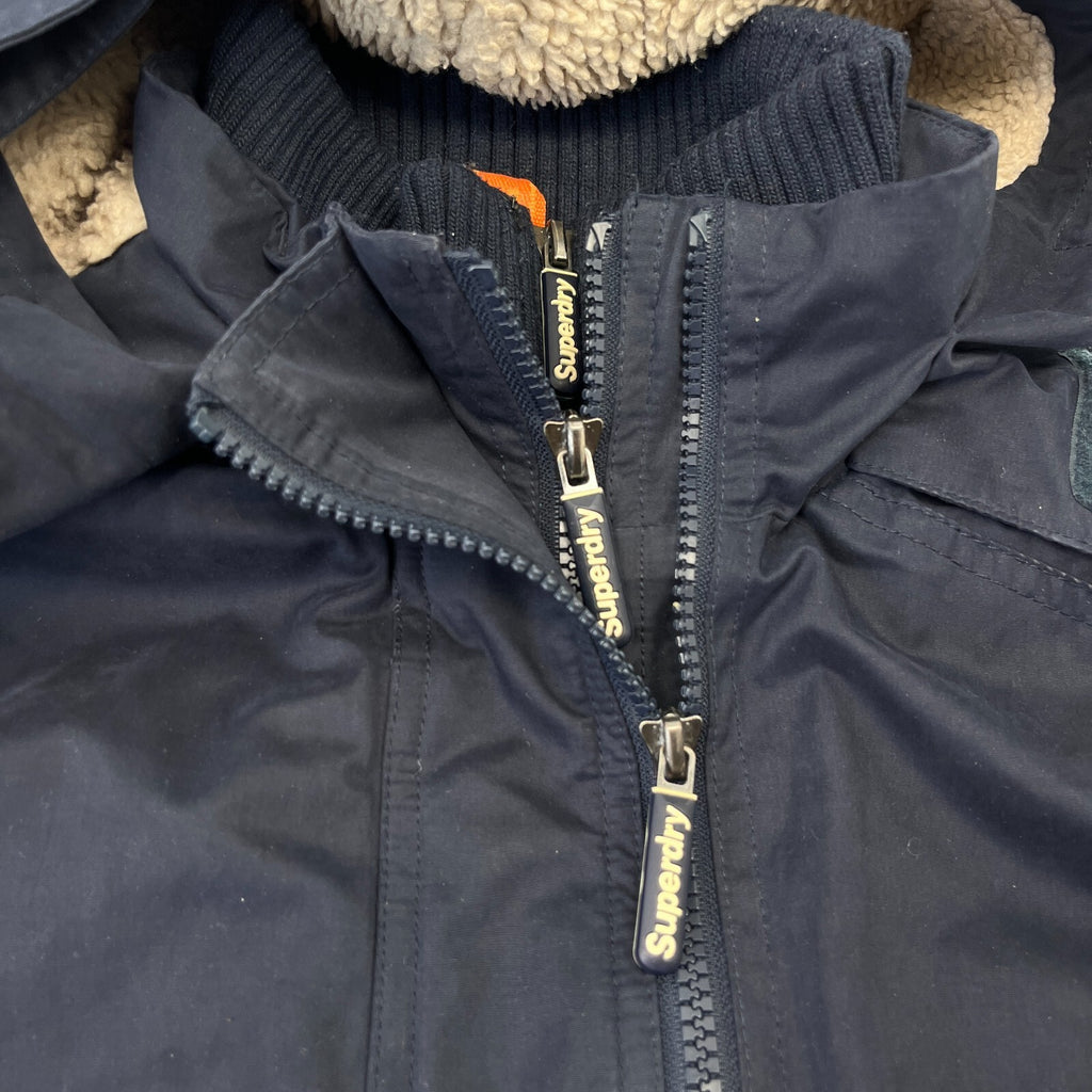 Superdry The Windbomber Sherpa Fleece Lined Jacket Casual Black Windproof size L