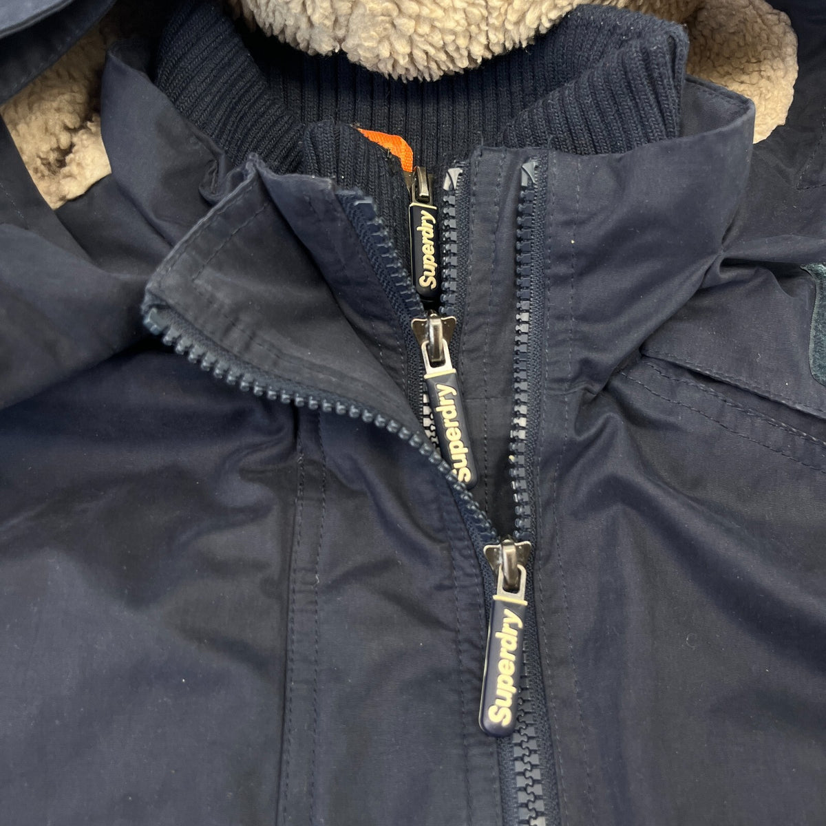 Superdry The Windbomber Sherpa Fleece Lined Jacket Casual Black Windproof size L