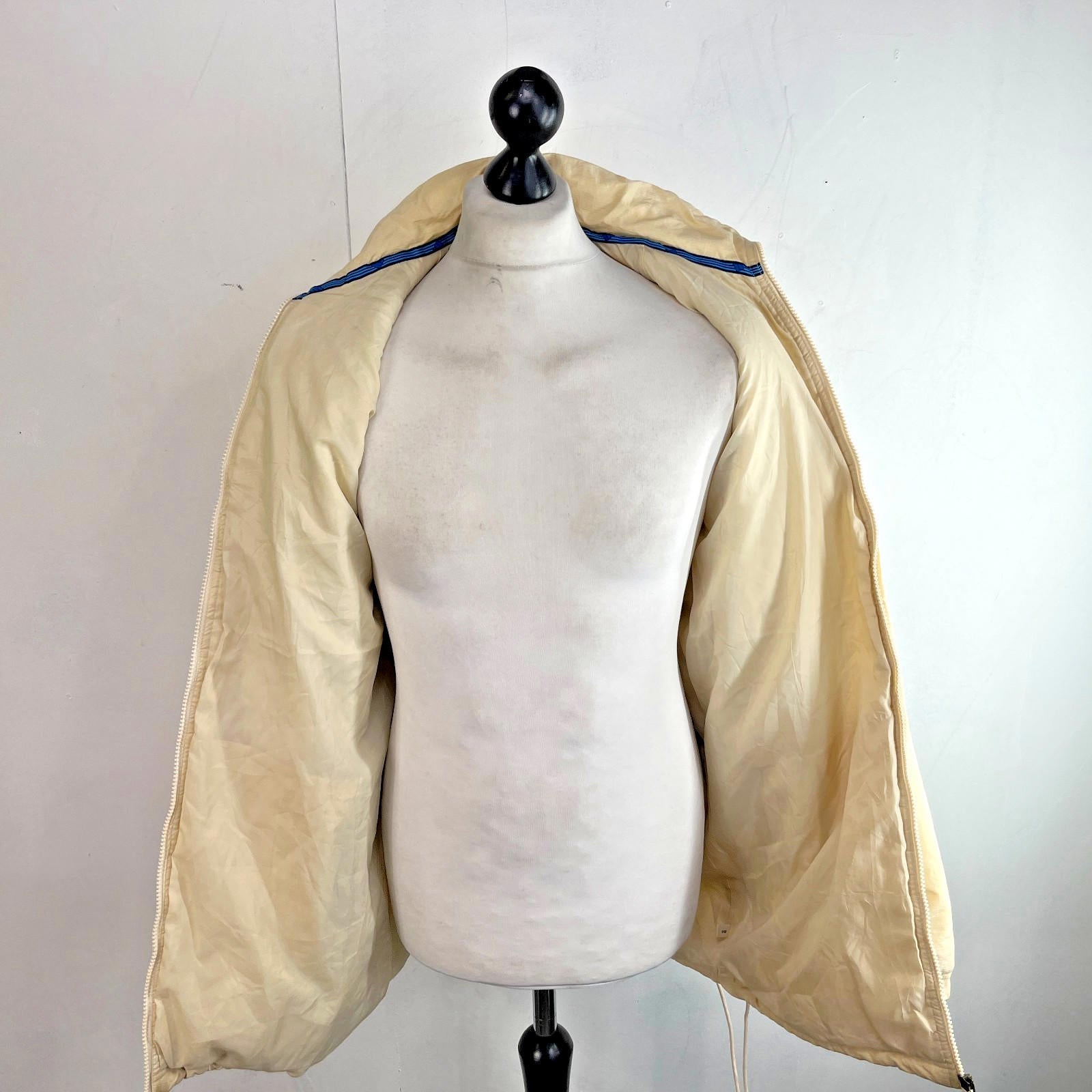 Vintage 90s Adidas Quilted Jacket Coat Y2K Rare Classic Light Yellow size L