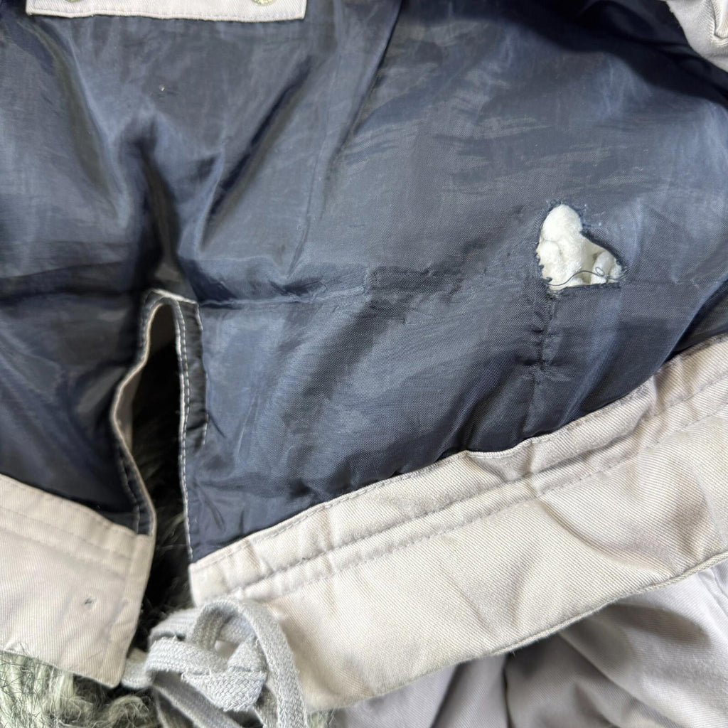 Reebok Fishtail Parka Grey with Faux Fur Fringe - size Medium Oversized