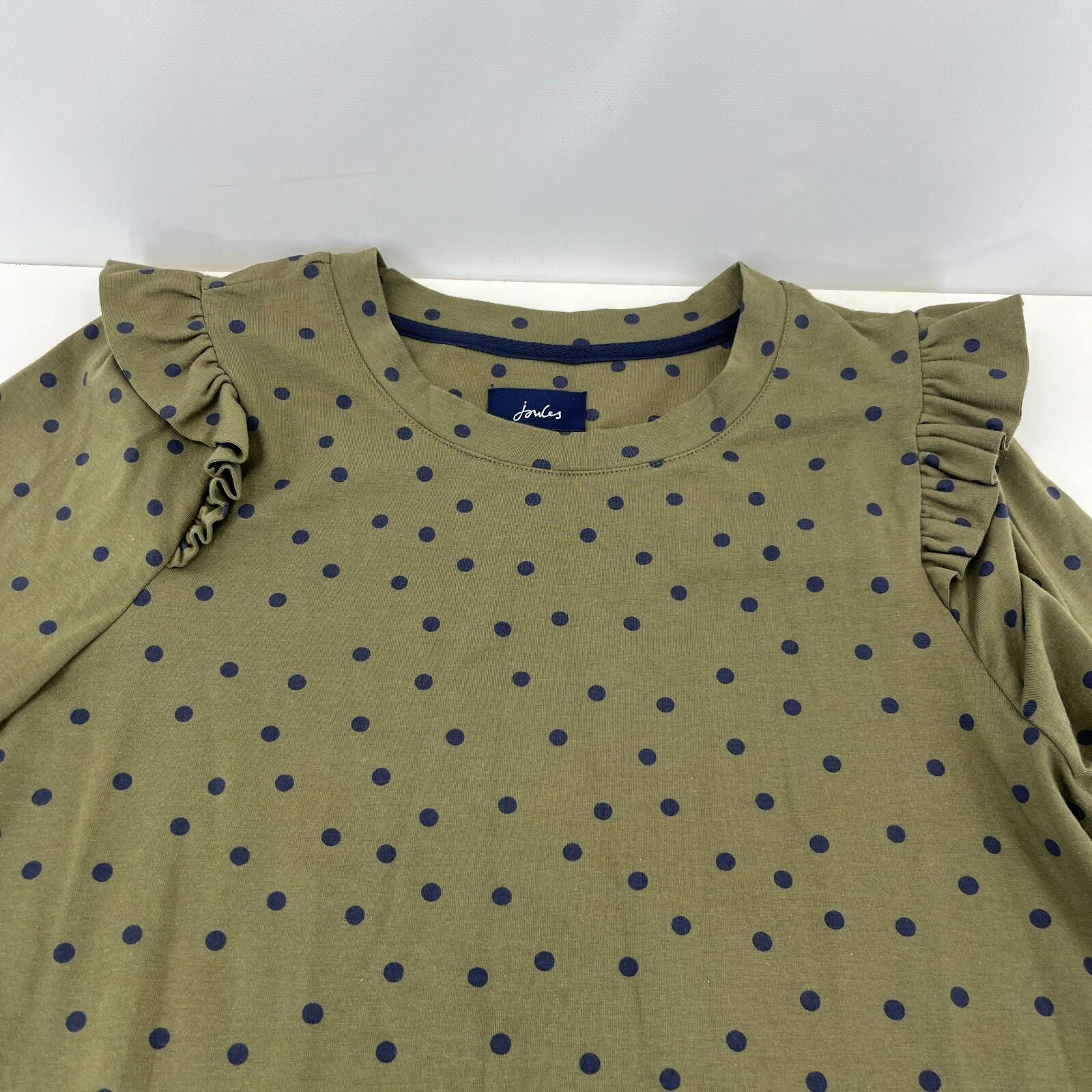 Joules Khaki Green 3/4 Sleeve Casual Dress size 14 Polka Dot