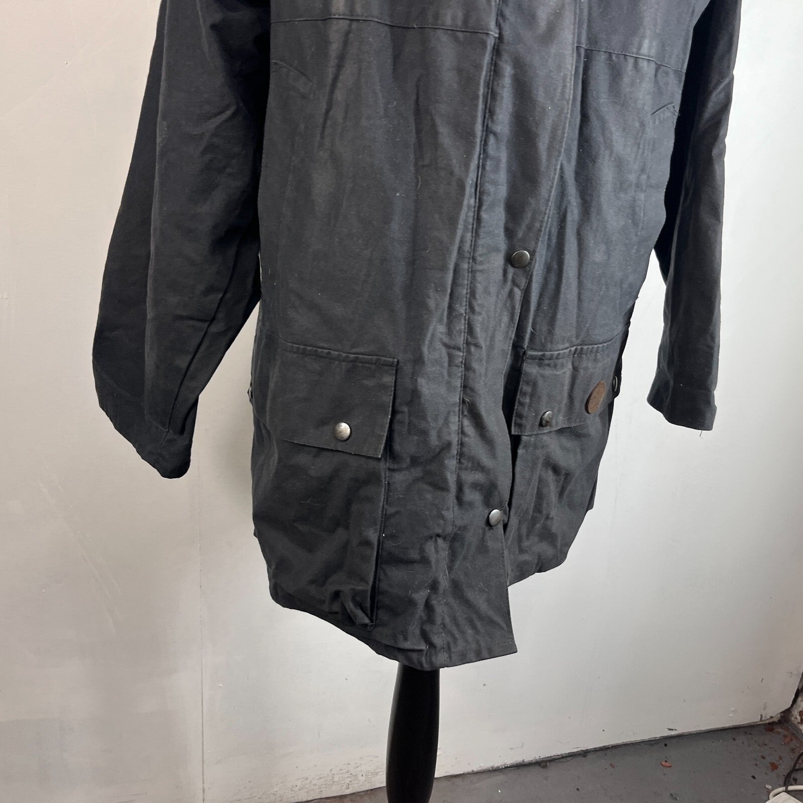 Oxford Blue Women's Wax Jacket size Large Black Country Coat Made in England