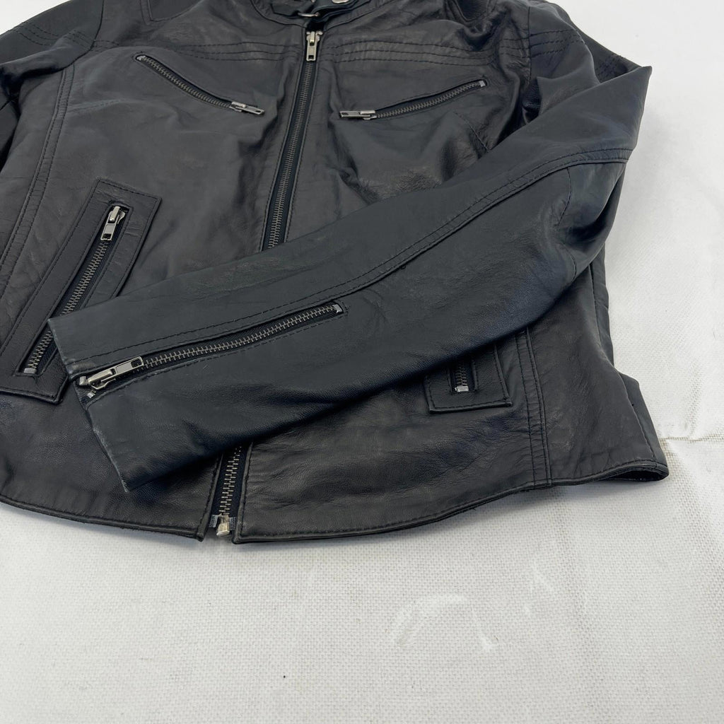 Aviatrix Women's Real Leather Biker Jacket in Black size M