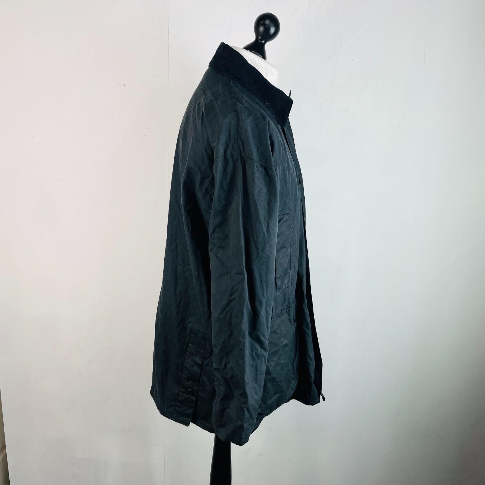 Mc Orvis Wax Jacket Mens size M Black Waxed Hooded Coat Made in the UK