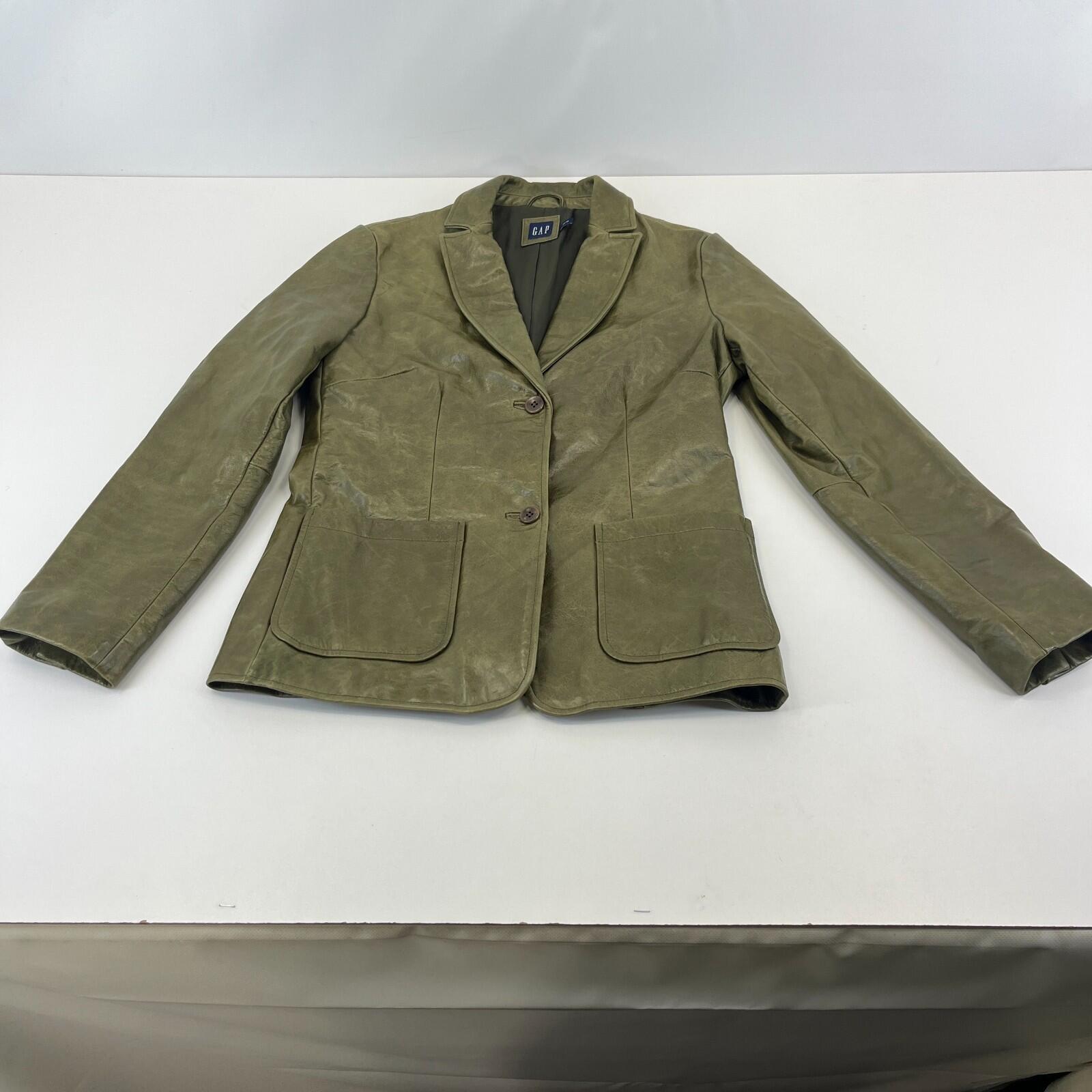 Gap Distressed Look Leather Jacket in Green size XS Women's Vintage