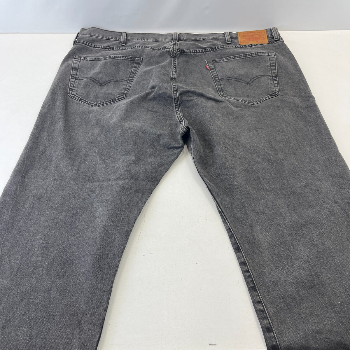 Levis 501 Premium Big E Mens Grey Jeans W46" L32" Straight Leg Button Fly