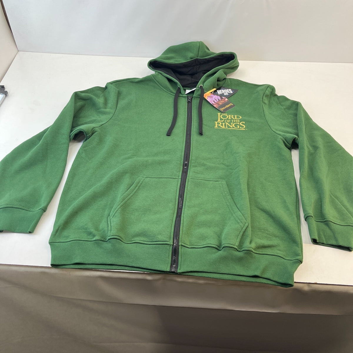 Official Lord Of The Rings Middle Earth Adults Full Zip Hoodie in Green size XL