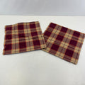 2x RSW 100% Cotton Cushion Pillow Covers Red/Beige/Burgundy Tartan 38cm x 38cm