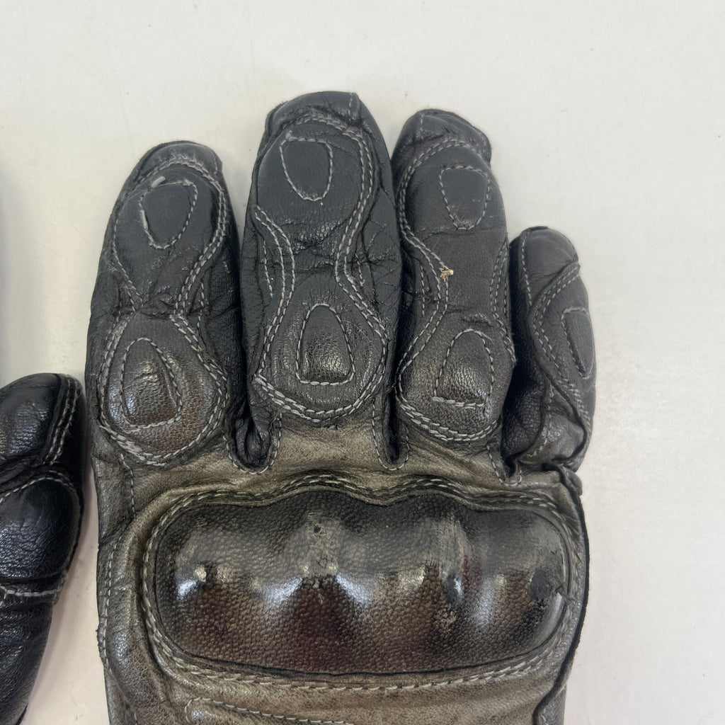 Richa Leather Motorcycle Motorbike Gloves with Hard Armour Black size M