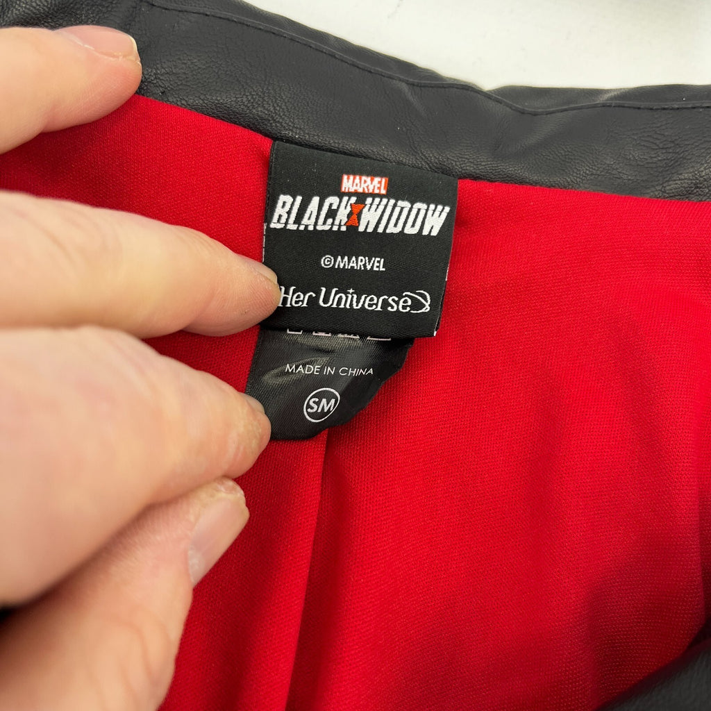 Marvel Studios Black Widow Faux Leather Jacket Coat size S Movie Film Cosplay