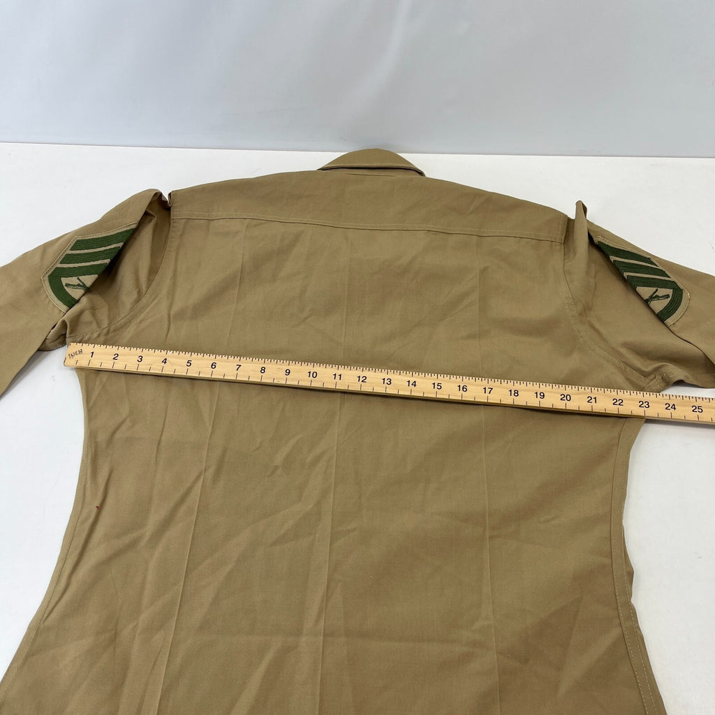 Vintage American Marines Military Long Sleeve Cotton Shirt Khaki Brown size XL