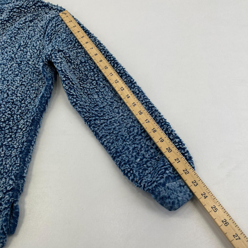 Weird Fish Women’s 1/4 Zip Sherpa Style Snug Fleece Pullover size 12 Blue