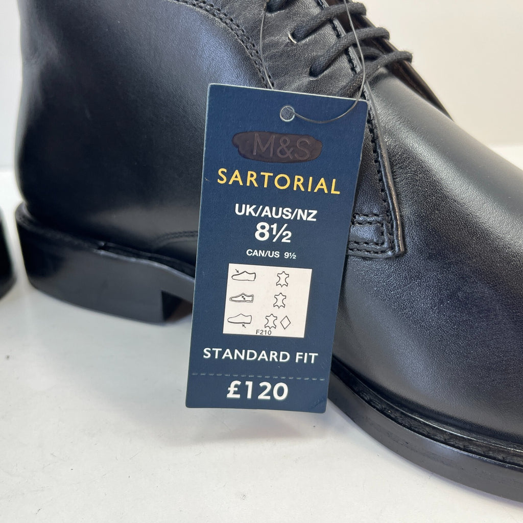 Marks & Spencer Sartorial Black Leather Smart Luxury Boots UK 8.5 RRP £120 New