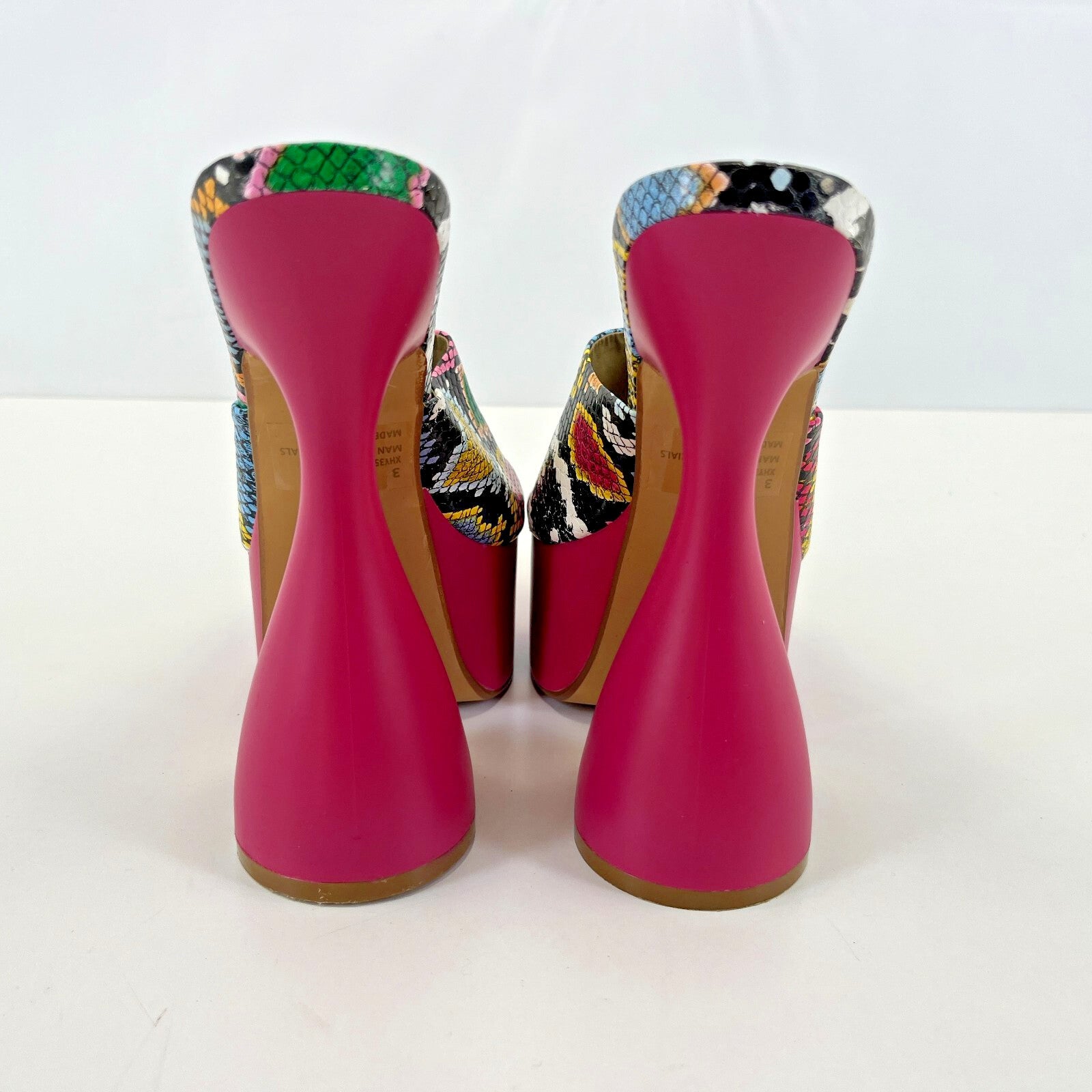 Ego Psychedelic Faux Snakeskin Platform High Heel Shoes Open Toe 60s Disco UK 3