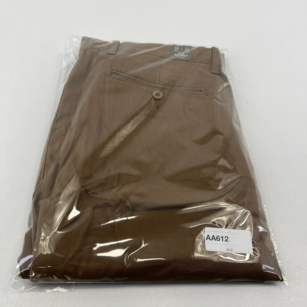 J Crew 250 Skinny Fit Stretch Chino Trousers in Brown W34" L32" New with Tags